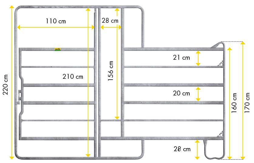 Panel 6 mit Tor und Fressgitter, Höhe 2.20 m