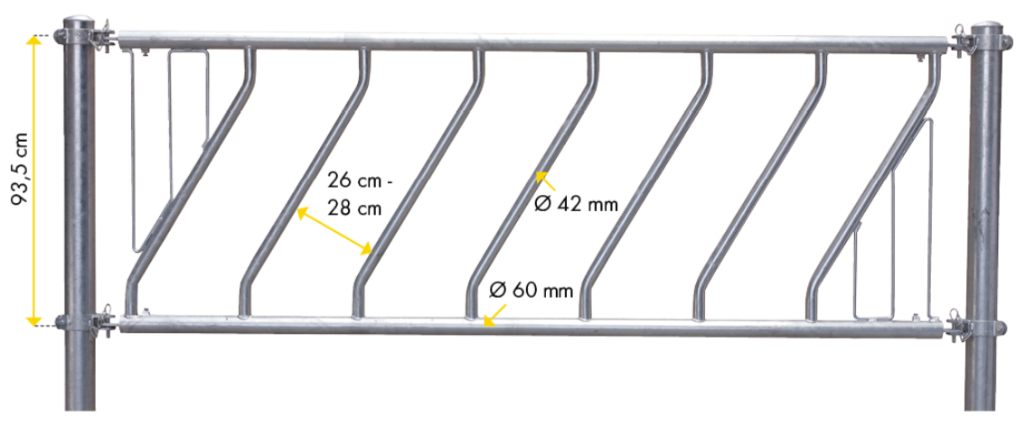 Schrägfressgitter für Jungvieh, 12/5