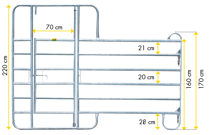 Panel-6 mit Behandlungstür, Höhe 2,20 m