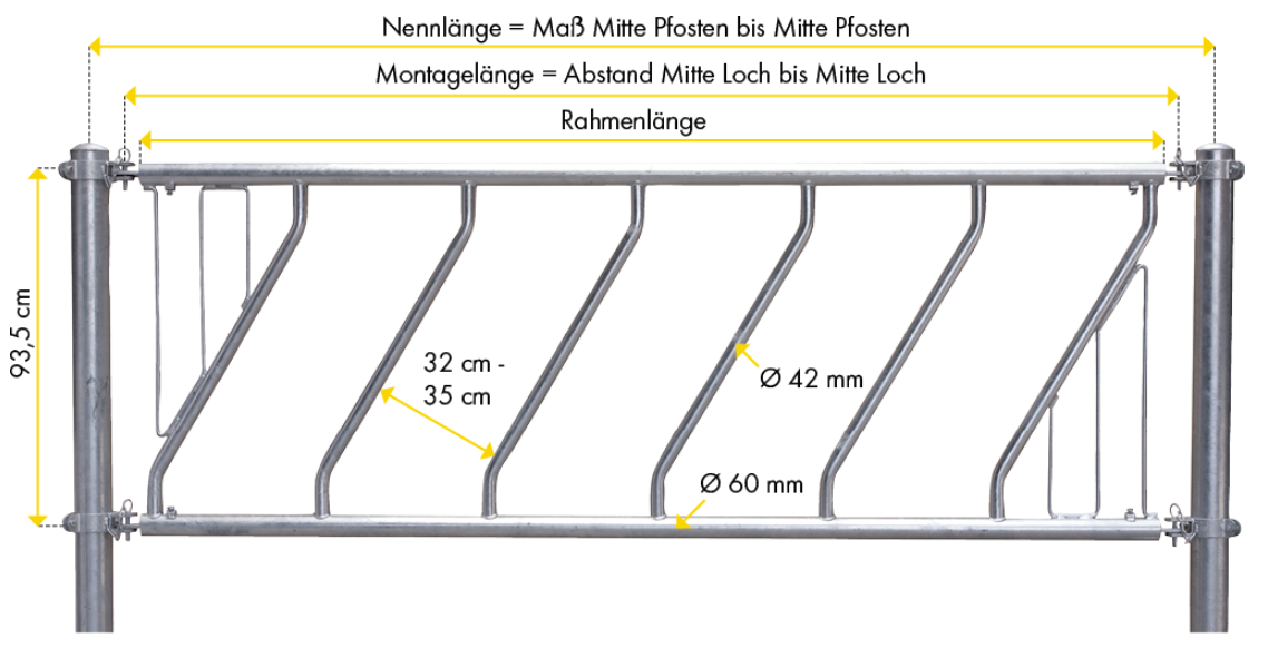 Schrägfressgitter Grossvieh, 5/3