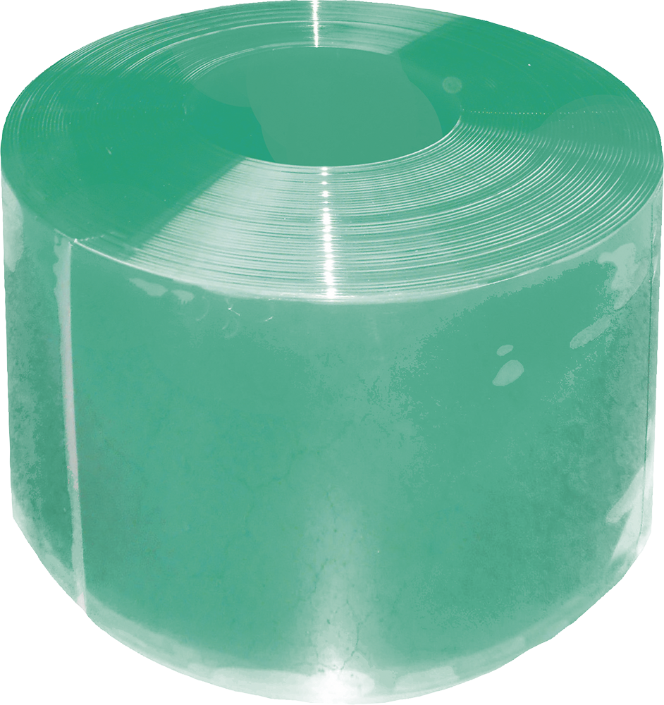 PVC-Streifen Compact 300 x 3 mm grün transparent, 50 m Rolle