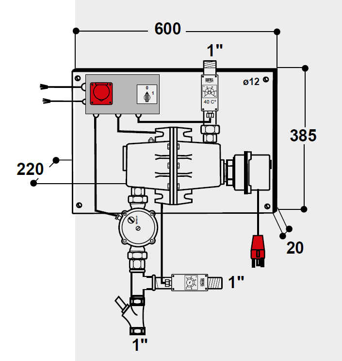 SUEVIA Umlaufheizsystem Mod. 311 mit Rücklauftemperatur-Steuerung
