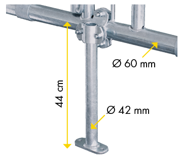 Mittelstütze 460 mm mit Bodenplatte und Querschelle