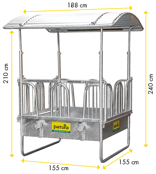 Viereckraufe mit Sicherheits- Palisadenfressgittern, 8 Fressplätze