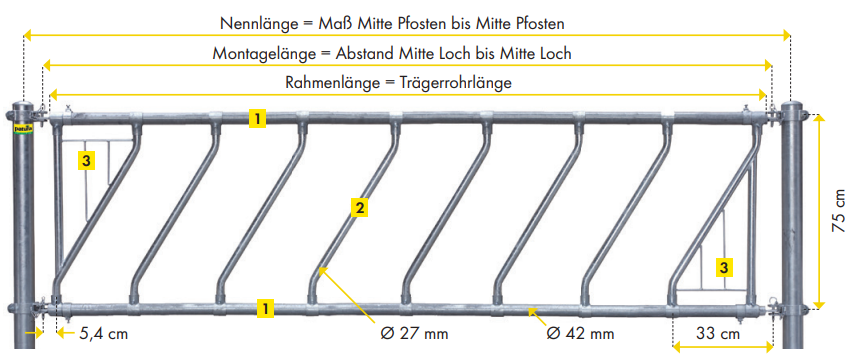 Trägergestell Kälber-Schrägfressgitter modular, 6.00m