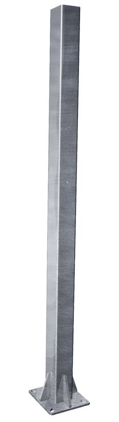 Pfosten Quadrat 90 mm, Länge: 2,13 m mit Bodenplatte